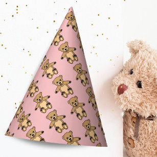 Chapéu De Festa Aniversário de criança rosa-rosado do Urso de Cord