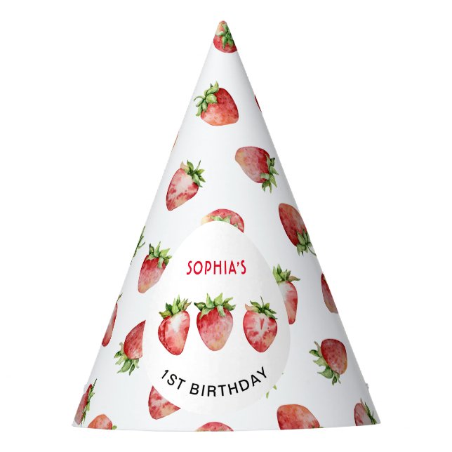 Chapéu De Festa Aniversário de um ano da Morango (Frente)