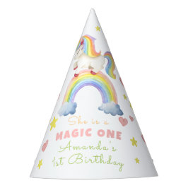 Chapéu De Festa Aniversário de Um Ano Unicórnio Magia Arco-Íris