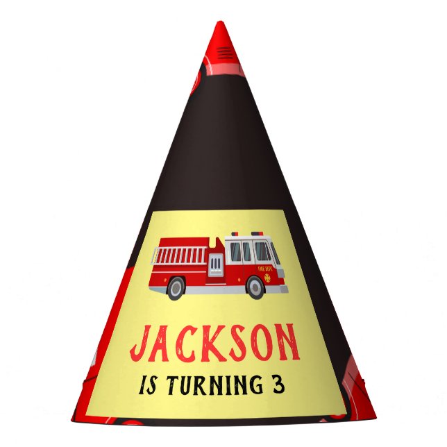 Chapéu De Festa Aniversário do caminhão de bombeiro (Frente)