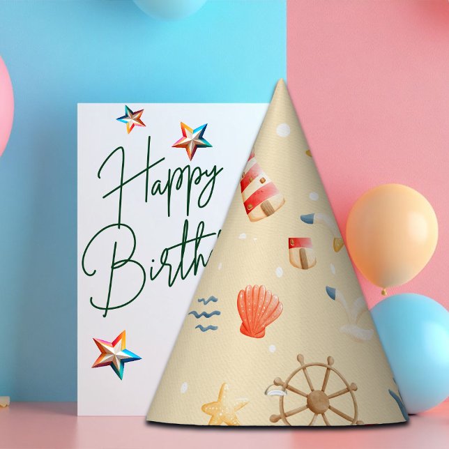 Chapéu De Festa Aniversário do Farol de Boho Náutico (Criador carregado)