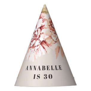 Chapéu De Festa Aniversário do pastel floral de cor aquática boêmi