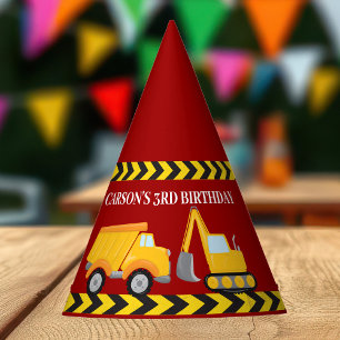 Chapéu De Festa Aniversário do Red Construction Vehicle Custom Boy