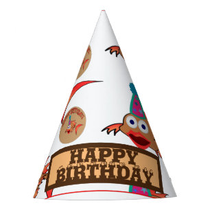 CHAPÉU DE FESTA ANIVERSÁRIO FELIZ COM PEIXE COM PADRÃO DE CHAPÉ