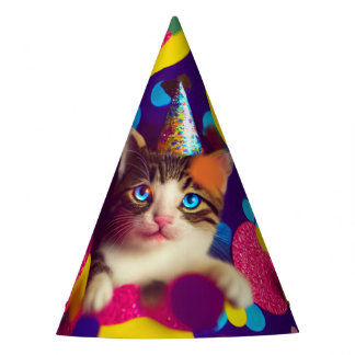 Chapéu De Festa Aniversário Hat Confetti Gatinho nº 1 - Papelão