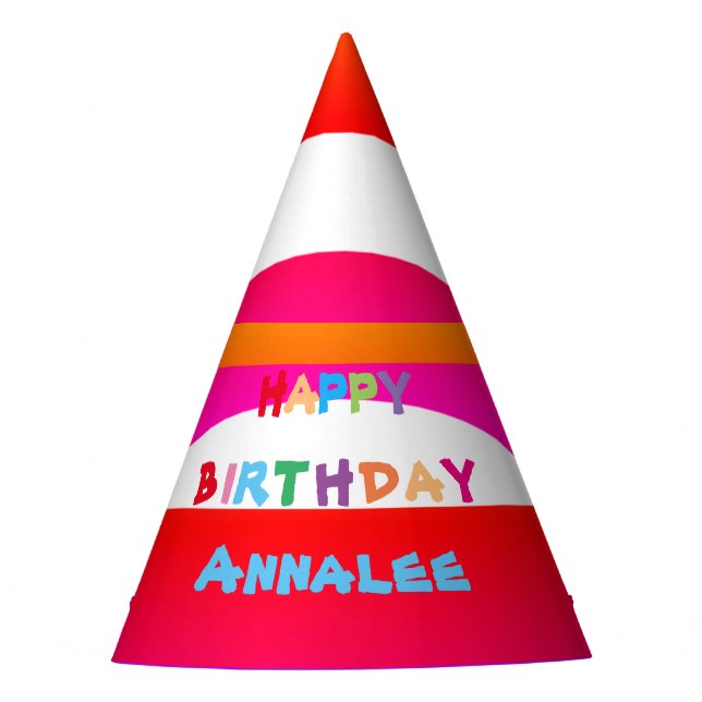 Chapéu De Festa Aniversário Hat Moderno, Bonita Diversão Com Nome  (Frente)