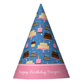 Chapéu De Festa Aniversário Padrão de Bolo Nome Personalizado + Sa
