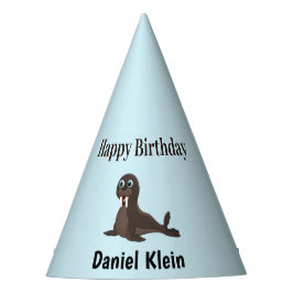 Chapéu De Festa Aniversário personalizado foca cinza azul fofo