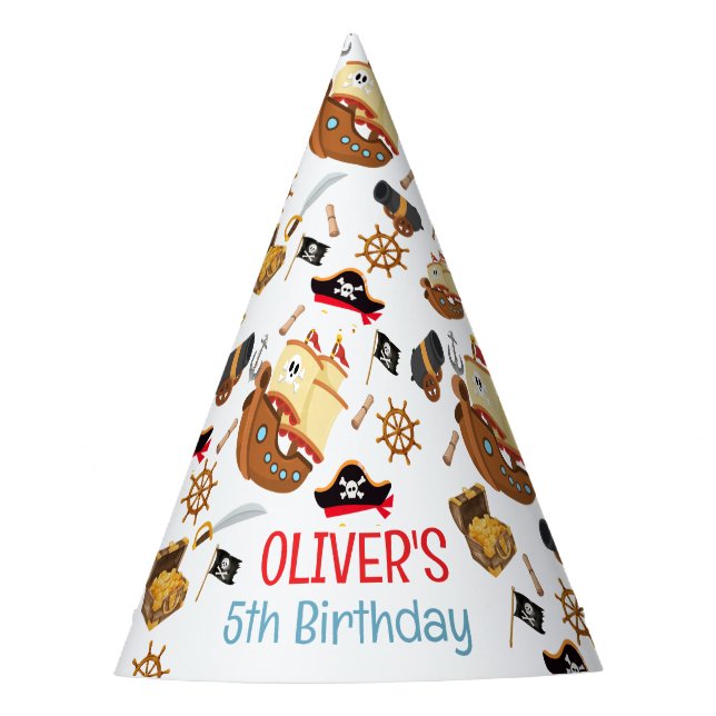Chapéu De Festa Aniversário Personalizado Pirata Ahoy Matey (Frente)