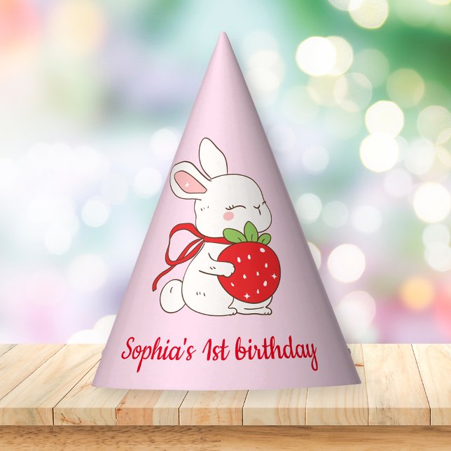 Chapéu De Festa Aniversário Rosa Morango de Algum Coelhinho (Criador carregado)