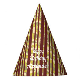 Chapéu De Festa Any Age Happy Birthday Rustic Stripe Pattern