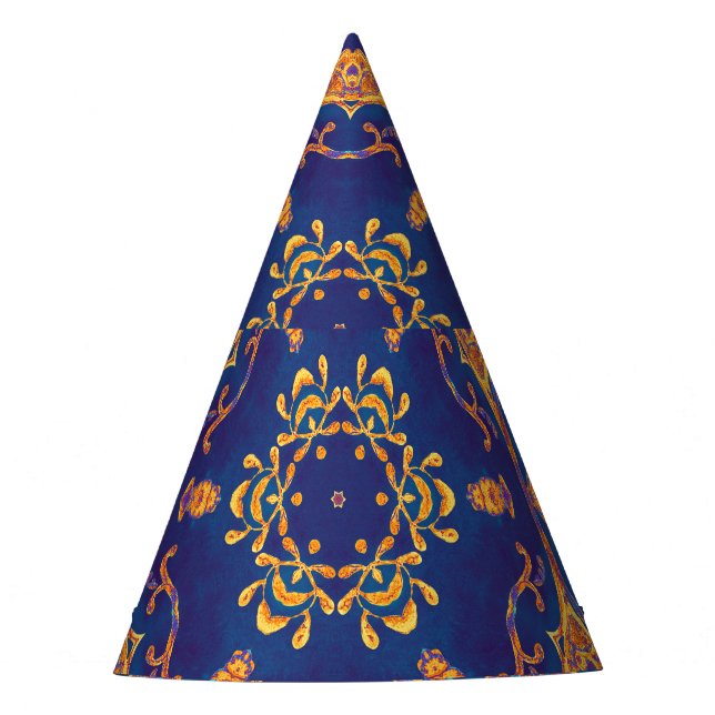 Chapéu De Festa Aquarela Caleidoscópio Mandala Design Oriental. (Frente)