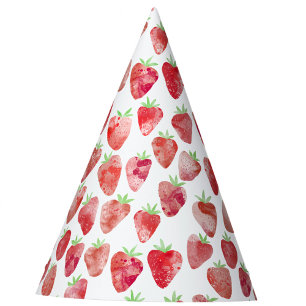 Chapéu De Festa Aquarela de Morango