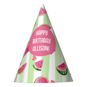 Chapéu De Festa Aquarela rosa, Fruta 1 num melão Aniversário
