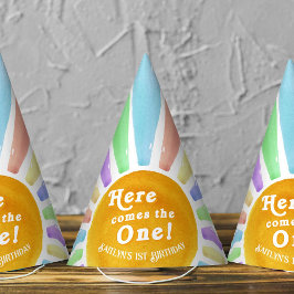 Chapéu De Festa Aqui Vem O Único! Primeiro aniversario Sun Retro B