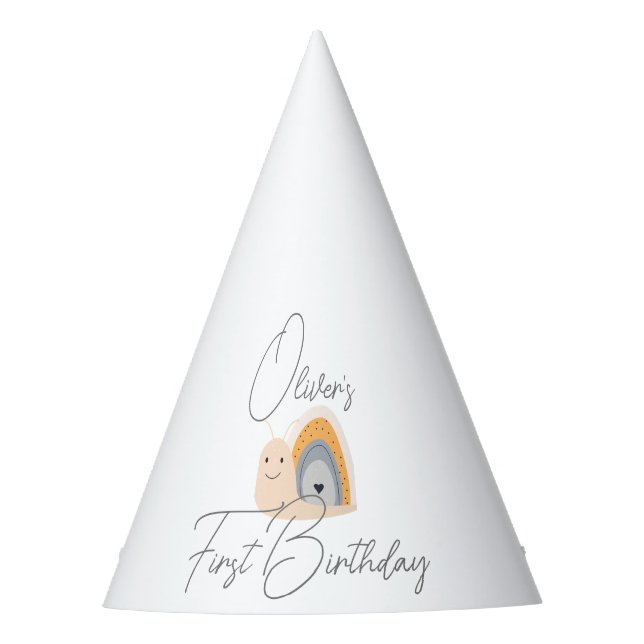 Chapéu De Festa Arco-Íris de primeira Festa de aniversário (Frente)