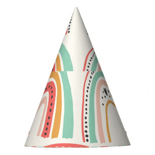 Chapéu De Festa Arco-Íris Escandinavo: Padrão De Arte Ingênuo.