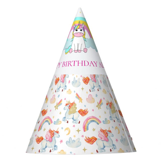 Chapéu De Festa Arco-Íris Rosa Magnético (Frente)