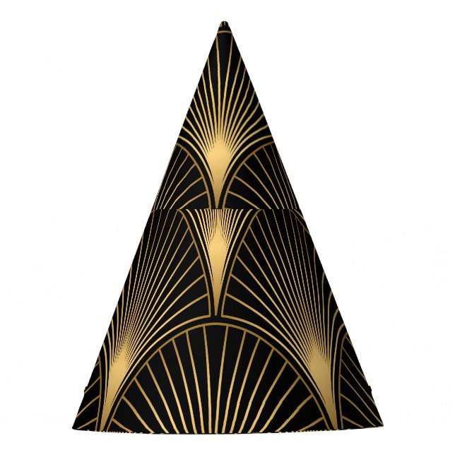Chapéu De Festa Art Deco Black Dourado: Luxo sem costura (Frente)