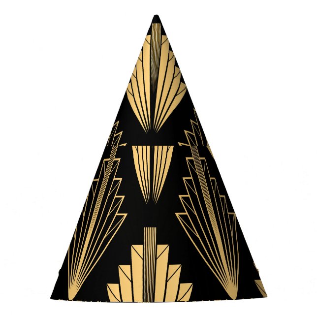 Chapéu De Festa Art Deco Black Dourado: Sem costura (Frente)