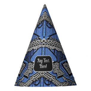 Chapéu De Festa Art Deco Estilo de Flapper Azul Miçangas Silver La