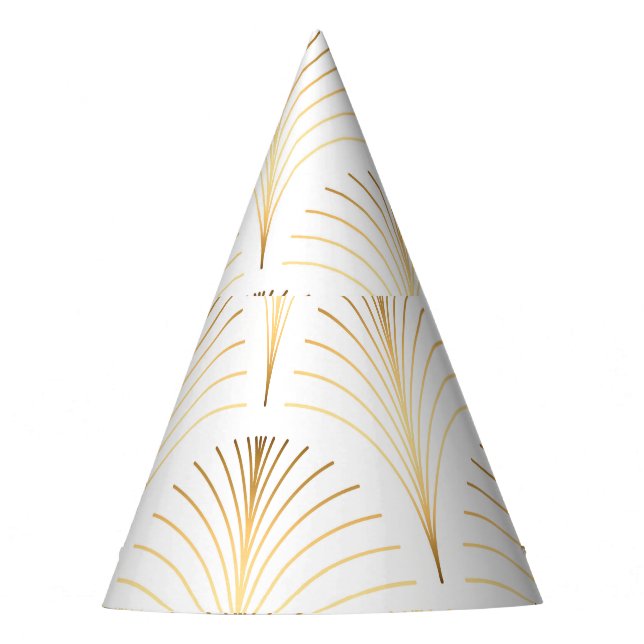 Chapéu De Festa Art Deco Floral: Elegância Ouro. (Frente)
