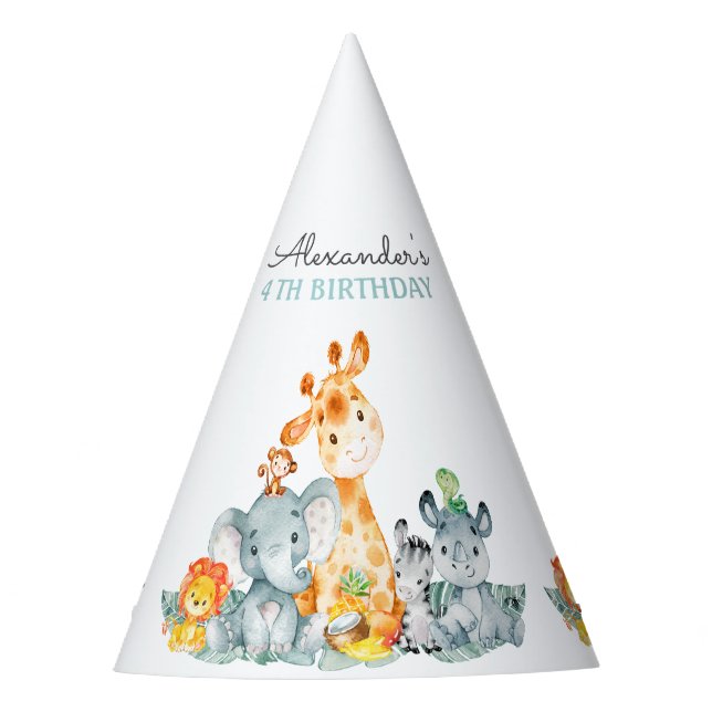 Chapéu De Festa Aves da Selva Safari Cute Safari (Frente)