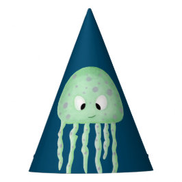 Chapéu De Festa Azul com água-viva-azul-turquesa