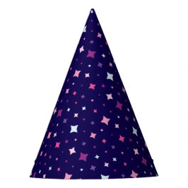 Chapéu De Festa Azul Rosa Estrelas Roxas Espaço Cósmico.
