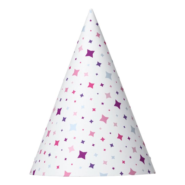 Chapéu De Festa Azul Rosa Estrelas Roxas Espaço Cósmico. (Frente)