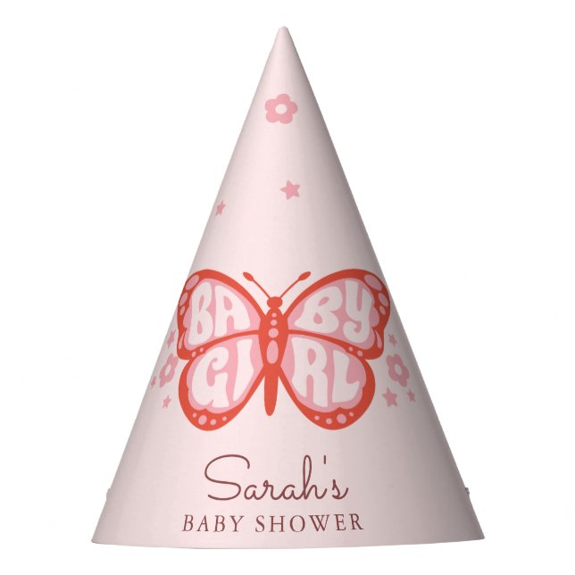 Chapéu De Festa Baby Girl Pink Butterfly Baby Gift Chá (Frente)
