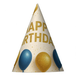 Chapéu De Festa Balões Elegantes de Brilho Dourado e Azul para Ani