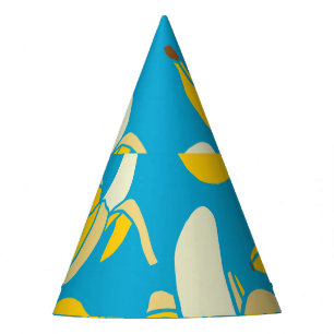 Chapéu De Festa Bananas amarelas, padrão de fundo azul