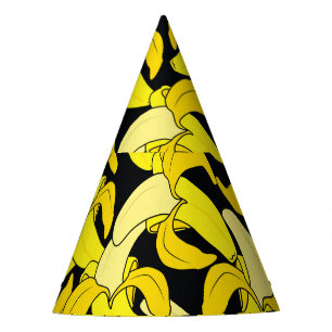 Chapéu De Festa Bananas Amarelas Vintage: Fundo Negro