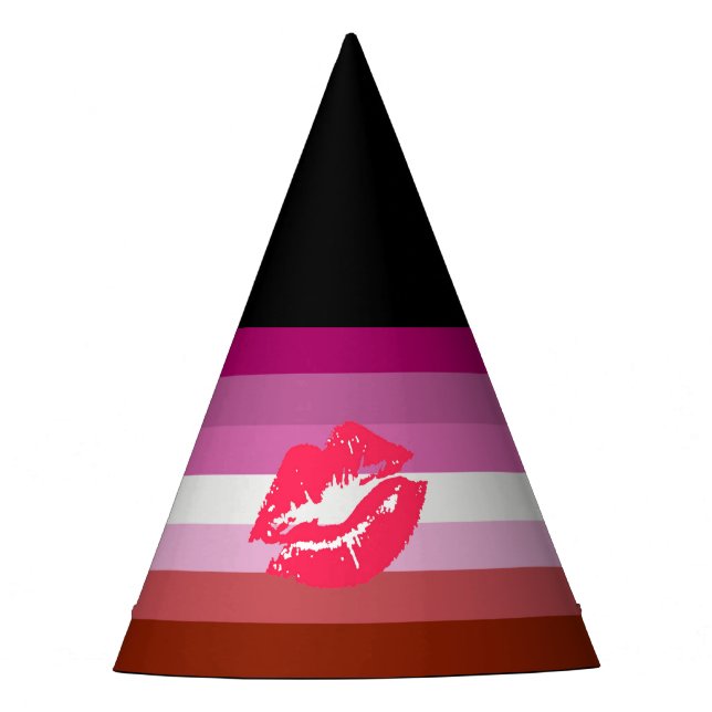 Chapéu De Festa Bandeira do Orgulho Lésbico de Batom (Frente)