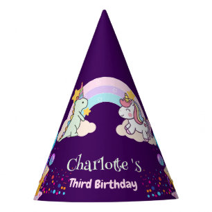 Chapéu De Festa Belo Dinossauro Unicórnio Arco-Íris Aniversário do