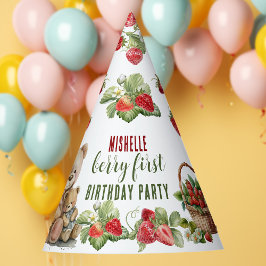 Chapéu De Festa Berry First Strawberry and Bear Birday