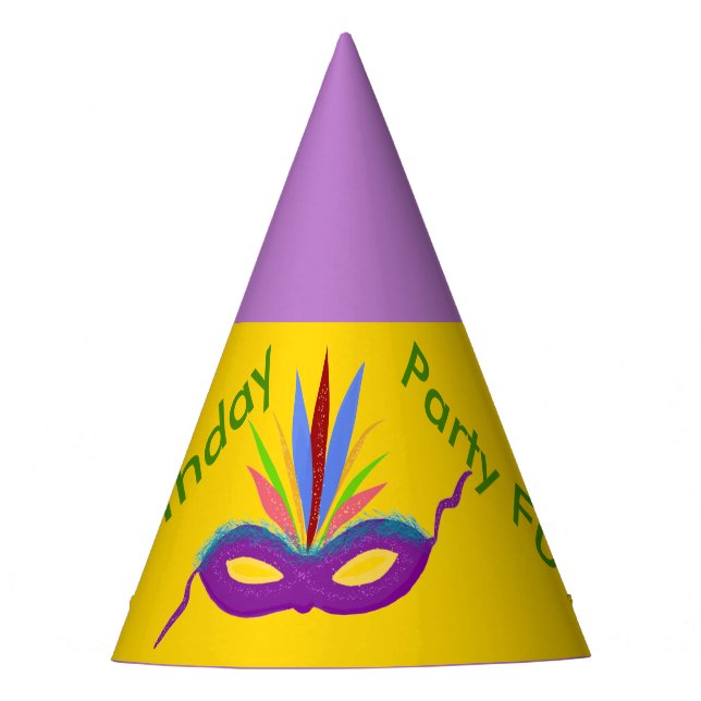 Chapéu De Festa Birthday Hats Purple Mardi Gras Mask Balloons (Frente)