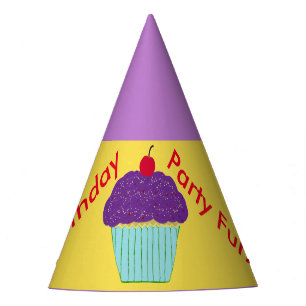 Chapéu De Festa Birthday Oats Balões de Cupcake Glacé Roxo