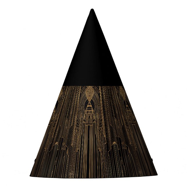 Chapéu De Festa Black and Gold Art Deco Party Hat (Frente)