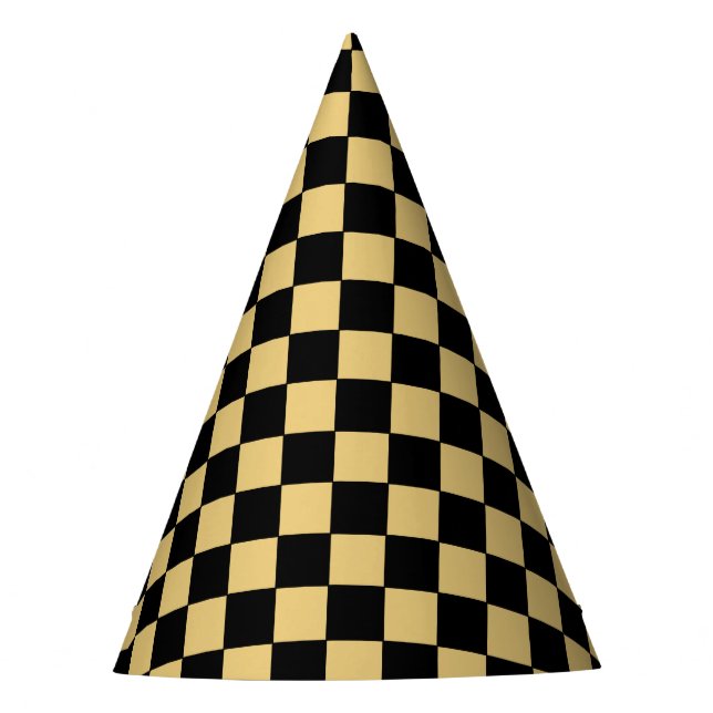 Chapéu De Festa Black and Gold Checkered (Frente)