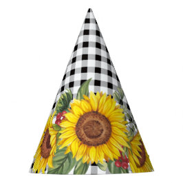 Chapéu De Festa Black Gingham e Sunflower Girls