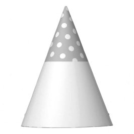 Chapéu De Festa Bloco de Cor Cinza Claro com Bolinhas Brancas Chic