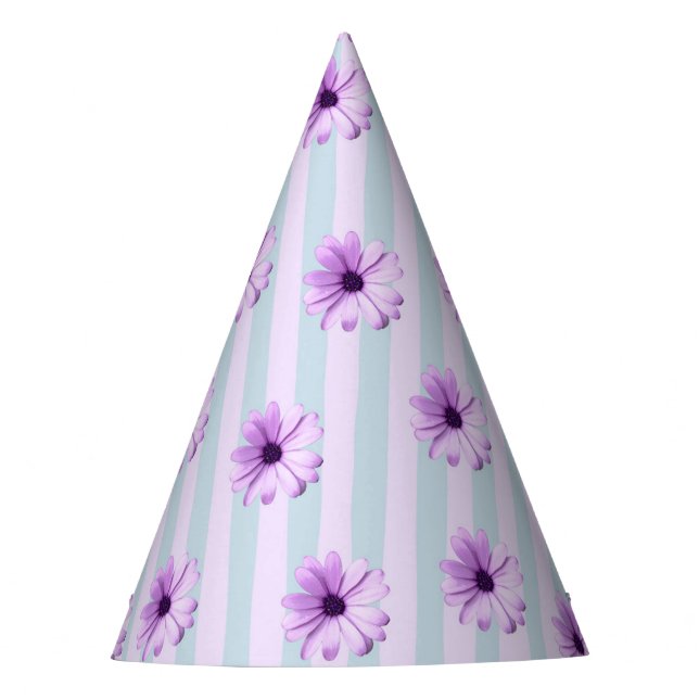 Chapéu De Festa blue and purple striped daisy pattern (Frente)