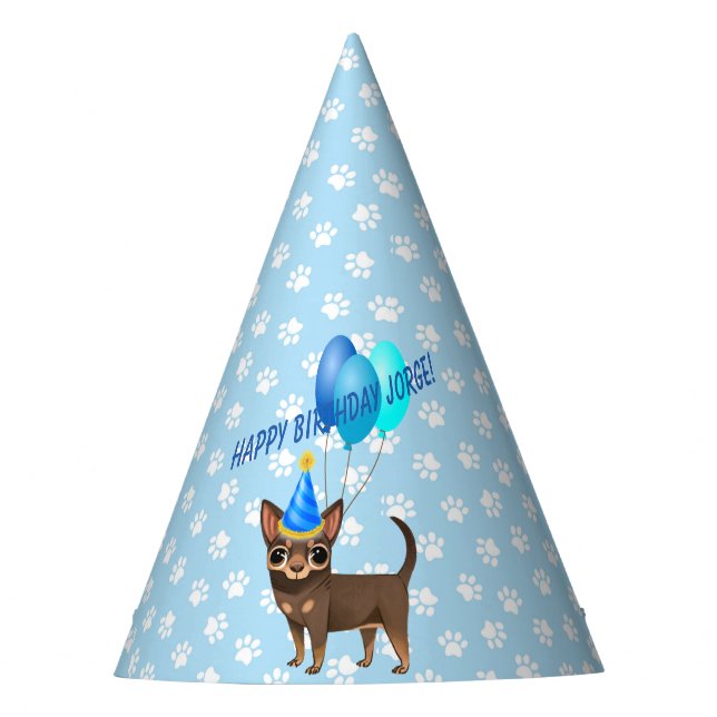 Chapéu De Festa Blue Chihuahua Party Hat (Frente)