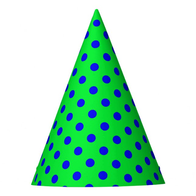 Chapéu De Festa Blue On Green Polka Dots Pattern Design  (Frente)