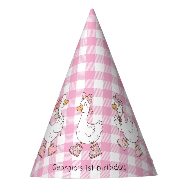 Chapéu De Festa Bobo ganso rosa Aniversário (Frente)