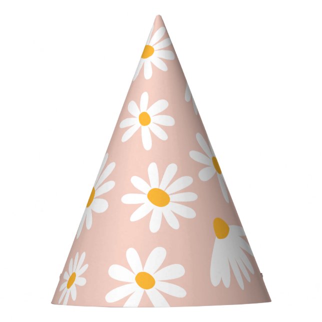 Chapéu De Festa Boho Blush Pink Daisy de primeiro aniversario Selv (Frente)