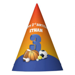 Chapéu De Festa Bolas de aniversário de 3 anos de Esportes de Meni