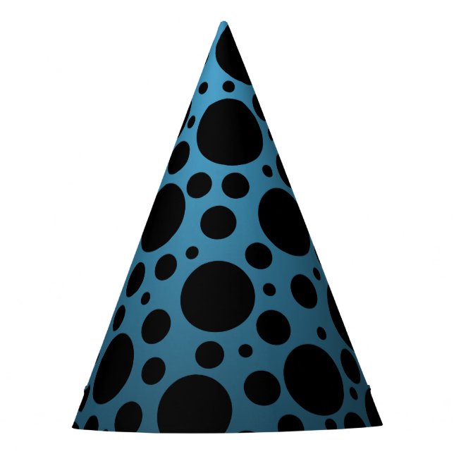 Chapéu De Festa Bolinhas Aleatórias - Azul Pavão (Frente)